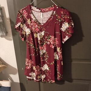 Floral Burgundy Women's Top NEW